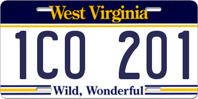 WV license plate 1CO201