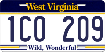 WV license plate 1CO209