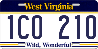 WV license plate 1CO210
