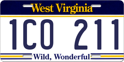 WV license plate 1CO211