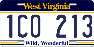 WV license plate 1CO213