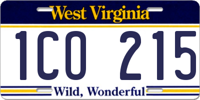 WV license plate 1CO215