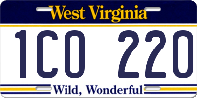 WV license plate 1CO220