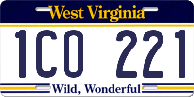 WV license plate 1CO221