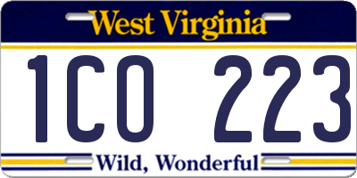 WV license plate 1CO223