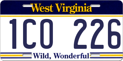 WV license plate 1CO226