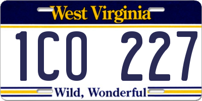 WV license plate 1CO227
