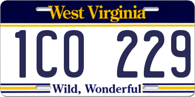 WV license plate 1CO229
