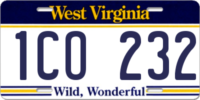 WV license plate 1CO232