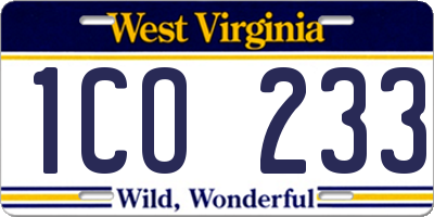 WV license plate 1CO233
