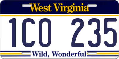 WV license plate 1CO235