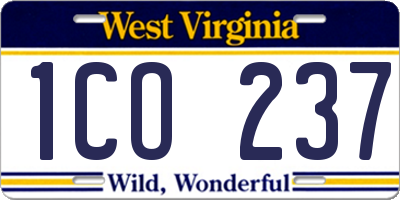 WV license plate 1CO237