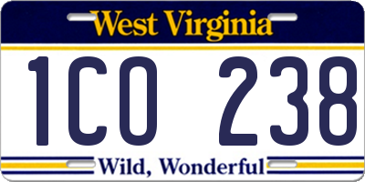 WV license plate 1CO238