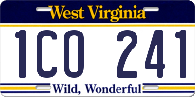 WV license plate 1CO241