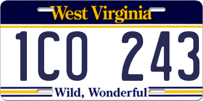 WV license plate 1CO243