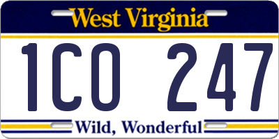 WV license plate 1CO247