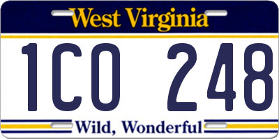WV license plate 1CO248