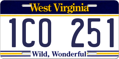 WV license plate 1CO251