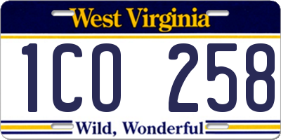WV license plate 1CO258