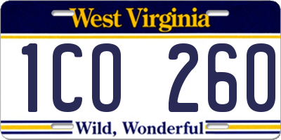 WV license plate 1CO260