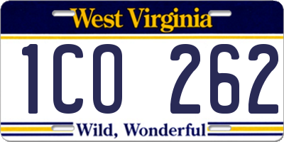 WV license plate 1CO262
