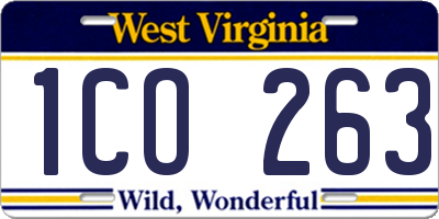WV license plate 1CO263