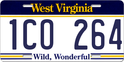 WV license plate 1CO264