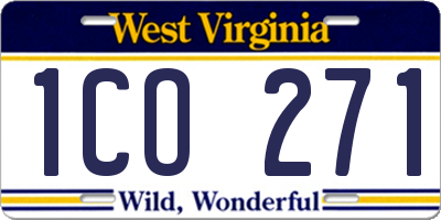 WV license plate 1CO271