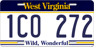 WV license plate 1CO272