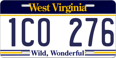 WV license plate 1CO276
