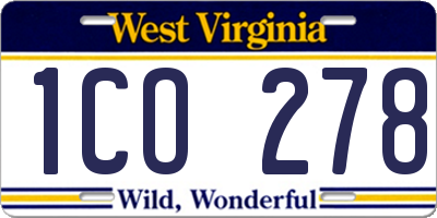WV license plate 1CO278