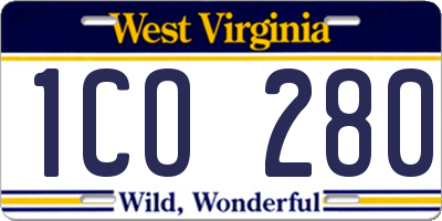 WV license plate 1CO280