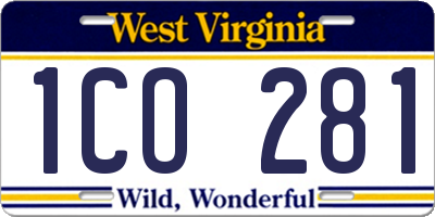 WV license plate 1CO281