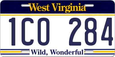 WV license plate 1CO284