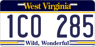 WV license plate 1CO285