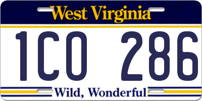 WV license plate 1CO286