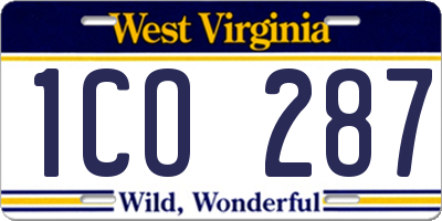 WV license plate 1CO287