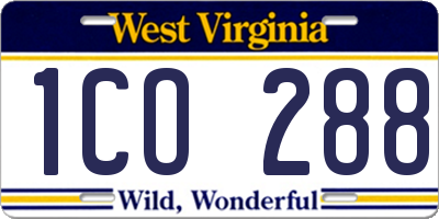 WV license plate 1CO288