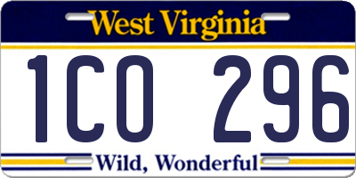 WV license plate 1CO296
