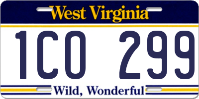 WV license plate 1CO299