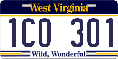 WV license plate 1CO301