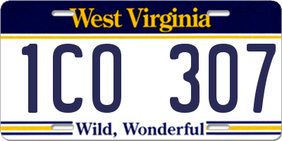 WV license plate 1CO307