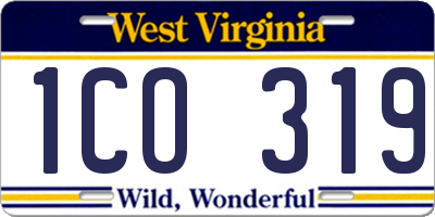 WV license plate 1CO319