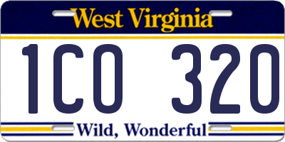 WV license plate 1CO320