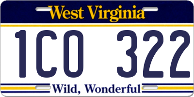 WV license plate 1CO322