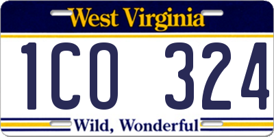 WV license plate 1CO324