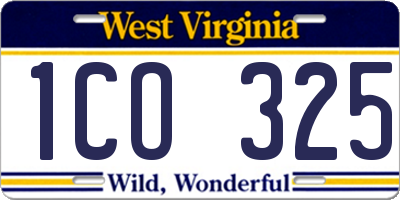WV license plate 1CO325