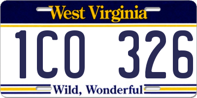 WV license plate 1CO326