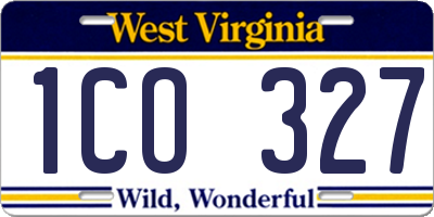 WV license plate 1CO327