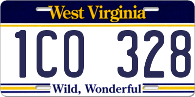 WV license plate 1CO328